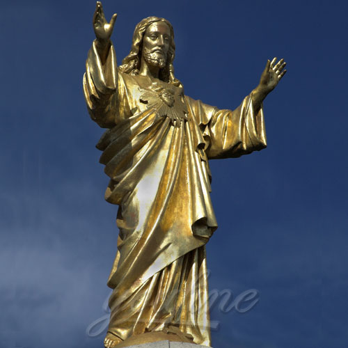 Bronze Standing Jesus Sculpture Christian Statue with Hands Opening for Sale