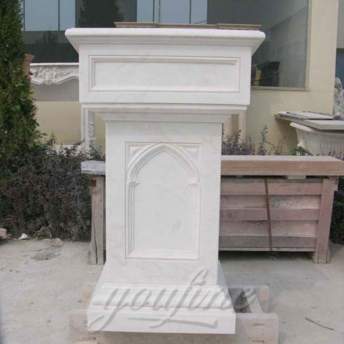 Modern Hand Carved White Marble Pulpit for Church Decor