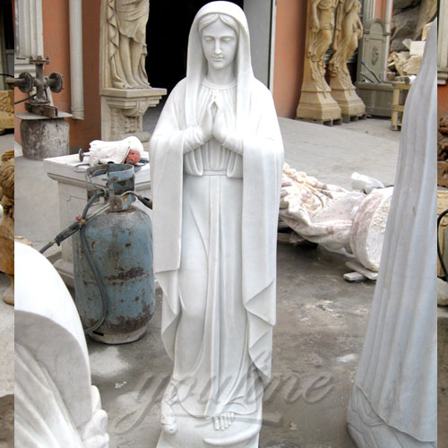 Natural Stone White Marble Virgin Mary Statue with Jesus Christ Carving Sculpture for church